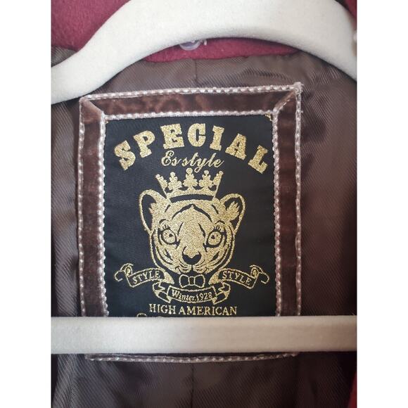 Special ES Style Wool Blend Maroon Academic Short Peacoat Jacket, Women's Small - Picture 2 of 12